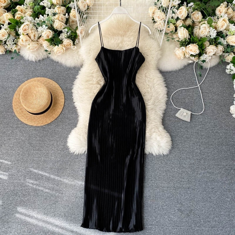 Design Strap Pencil Slim Sleeveless Party Korean Bodycon Dresses