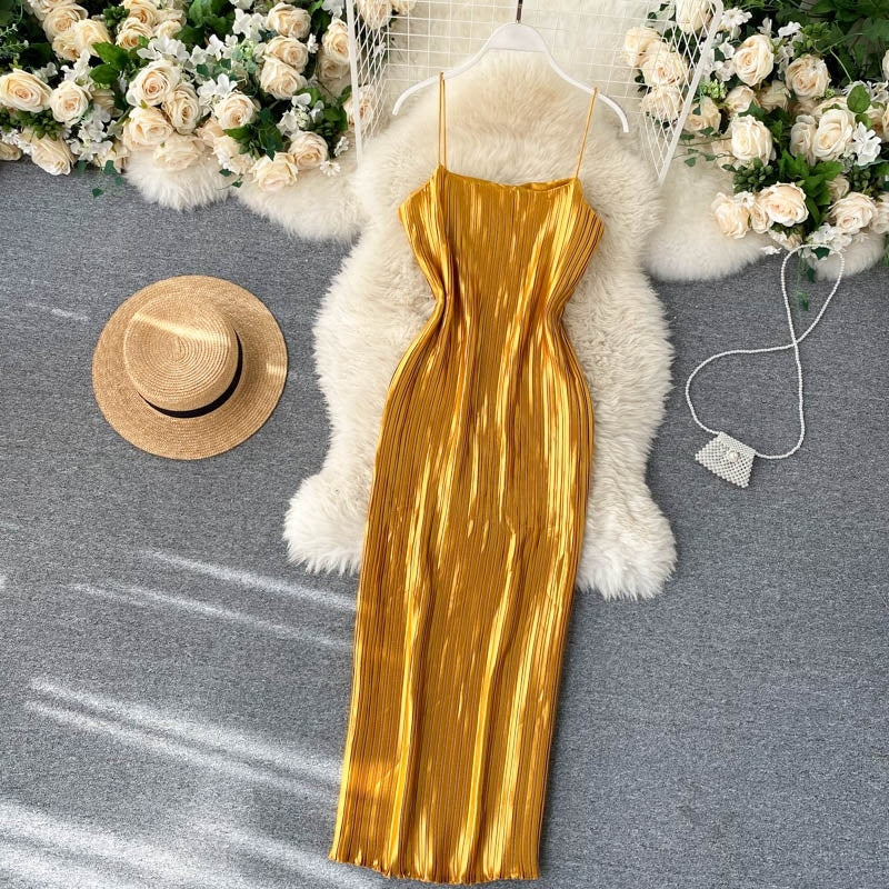 Design Strap Pencil Slim Sleeveless Party Korean Bodycon Dresses