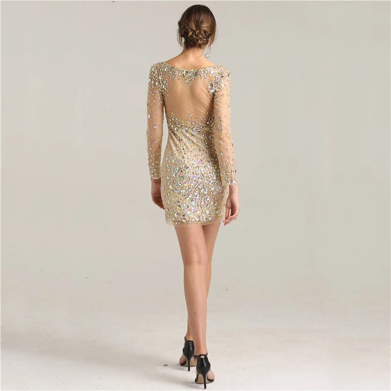 Diamond Sequined Luxury Cocktail Short Dress