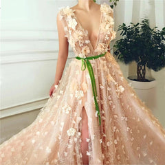 Diamonds Handmade Flowers A-Line Formal Dress