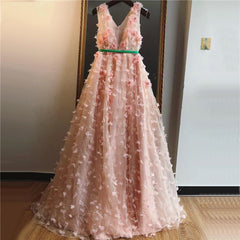 Diamonds Handmade Flowers A-Line Formal Dress