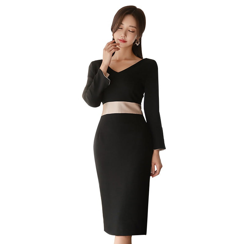 Elegant V-Neck Long Sleeve Vestidos Bodycon Party Club Dress