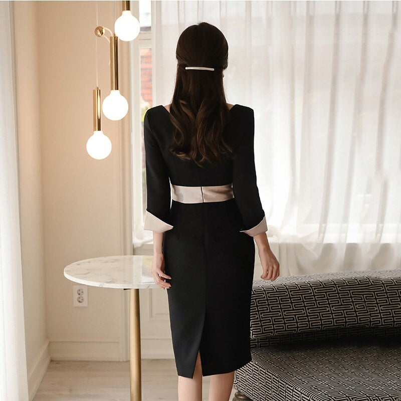 Elegant V-Neck Long Sleeve Vestidos Bodycon Party Club Dress