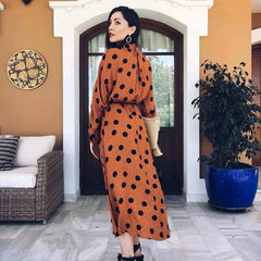 Embroidery Polka Dot Midi Dress