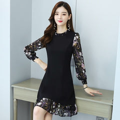 Floral Patchwork Chiffon Dress