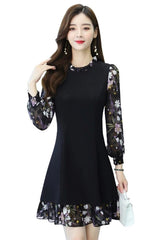 Floral Patchwork Chiffon Dress