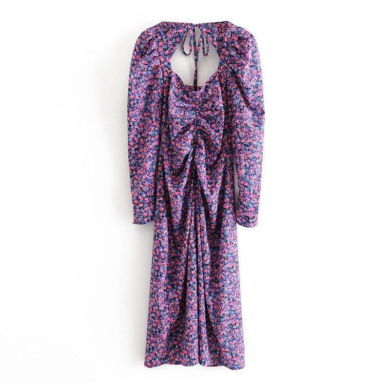 Floral Print Long Sleeve Bodycon Dress