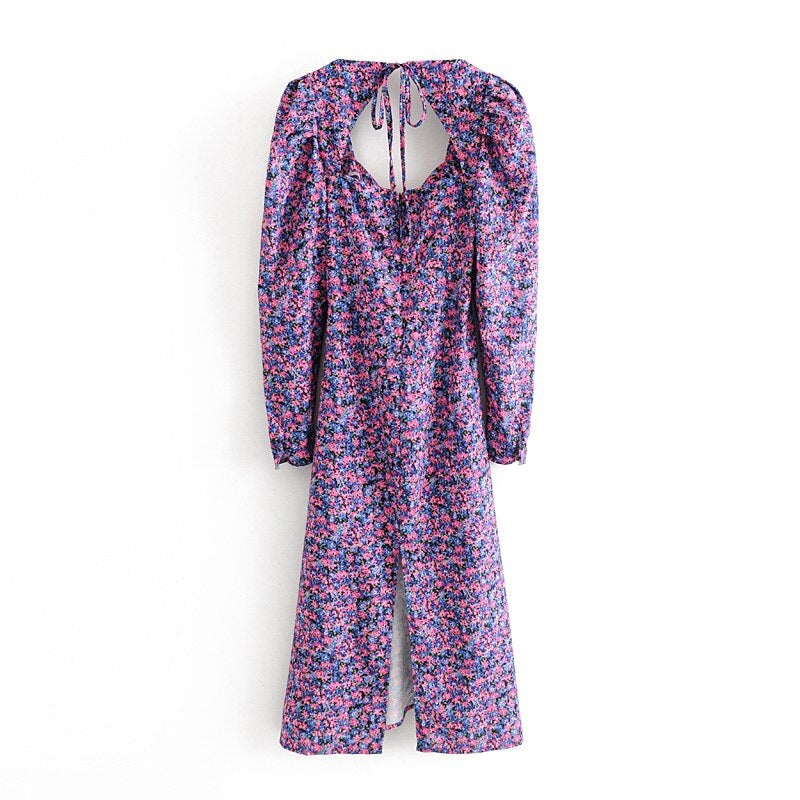 Floral Print Long Sleeve Bodycon Dress