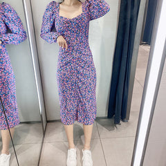 Floral Print Long Sleeve Bodycon Dress