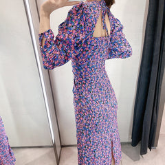 Floral Print Long Sleeve Bodycon Dress