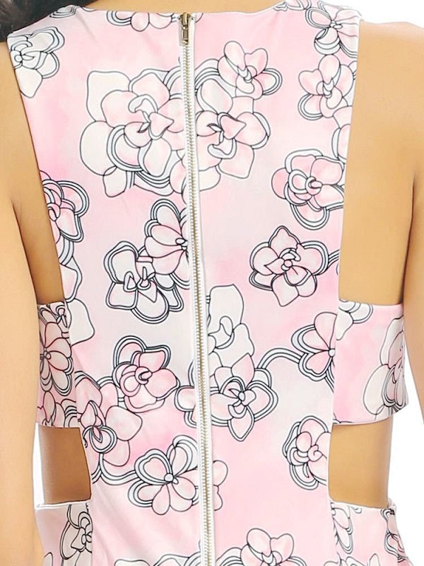 Floral Print Sleeveless V-neck Bodycon Mini Dress