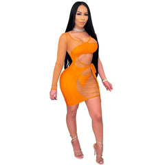 Hollow Out Bandage Streetwear Club Party Dress