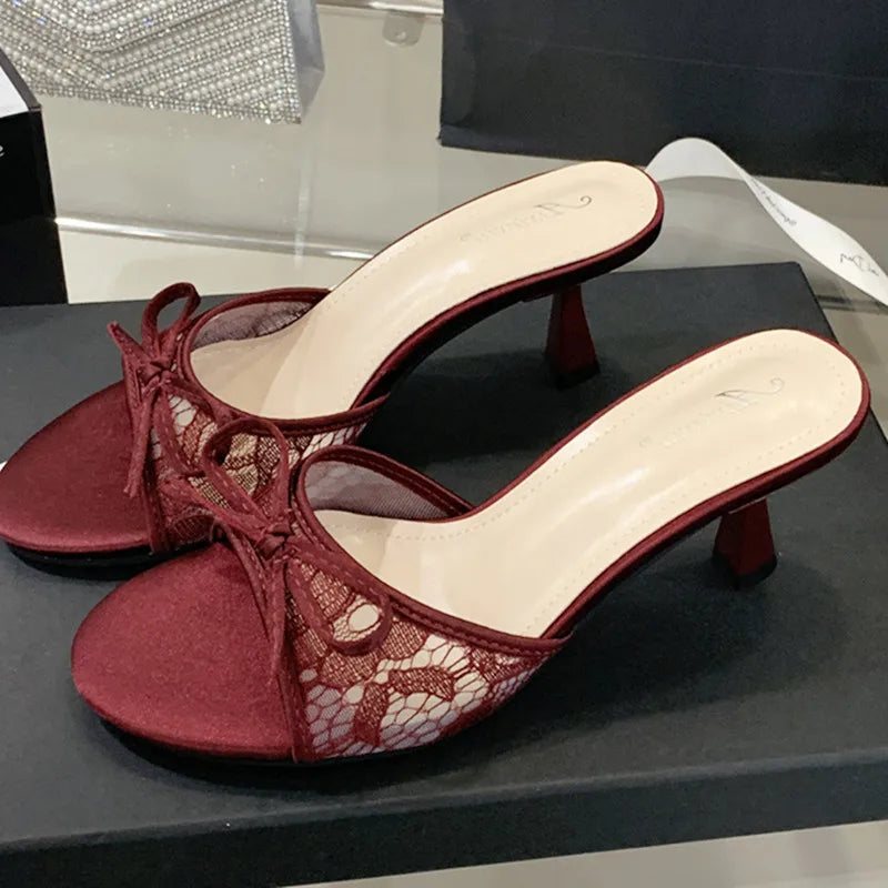 Lace Bow High Heel