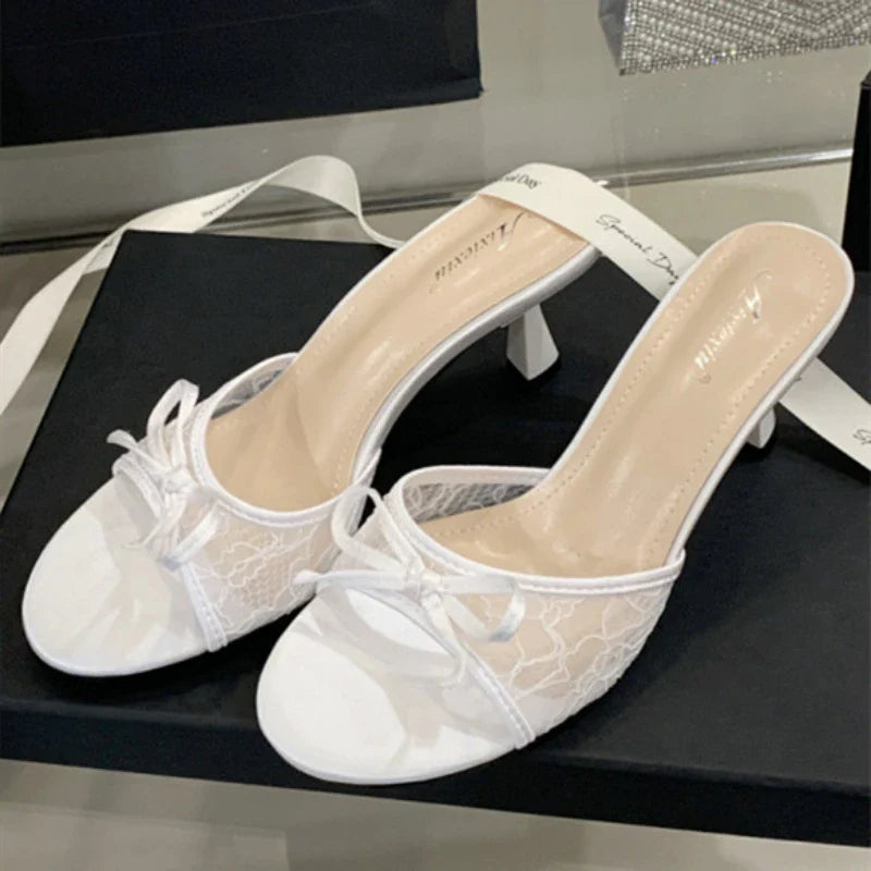 Lace Bow High Heel