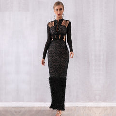 Lace Hollow Out Mermaid Celebrity Evening Party Dresses