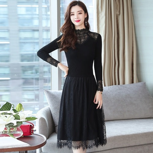 Lace Knitting Cotton Bodycon Party Dress
