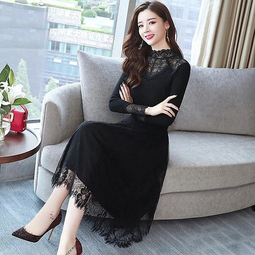 Lace Knitting Cotton Bodycon Party Dress
