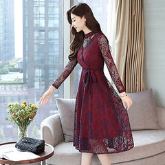 Lace Party Dress Long Sleeve Maxi Dress