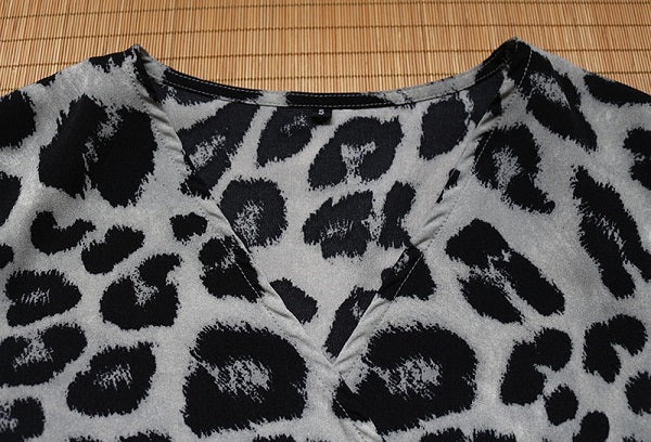 Elegant Leopard Chiffon Party Mid-Calf Dress