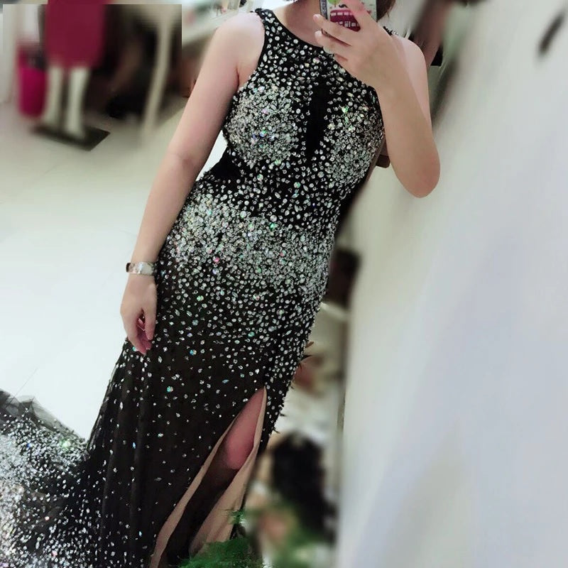 Long Sequined Beading Evening Dresses