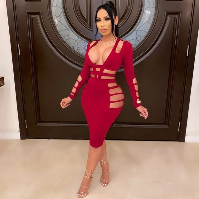 Long Sleeve Night  Birthday Party Bodycon Dress