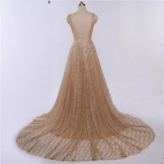 Luxury Bling Deep-V Tulle Backless Evening Dresses
