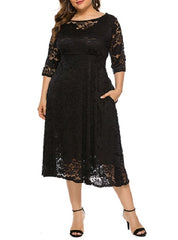Mid-Length Lace Overlay Dresses
