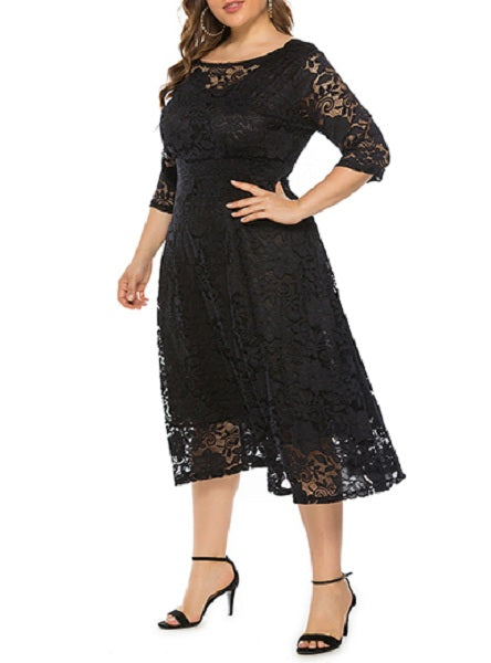 Mid-Length Lace Overlay Dresses