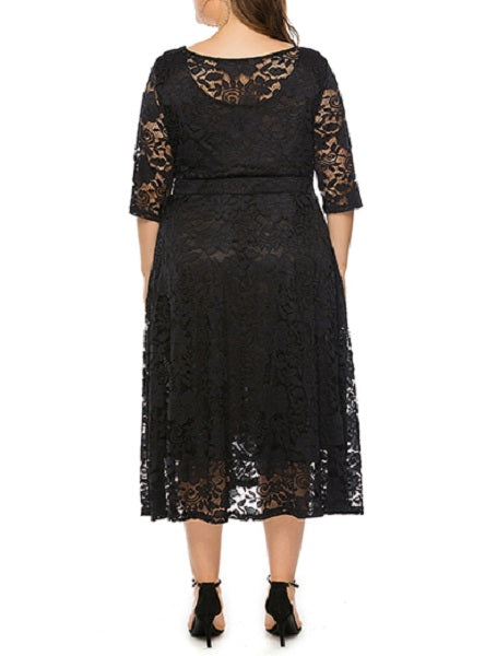Mid-Length Lace Overlay Dresses