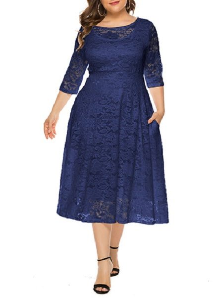 Mid-Length Lace Overlay Dresses