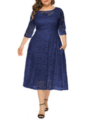 Mid-Length Lace Overlay Dresses