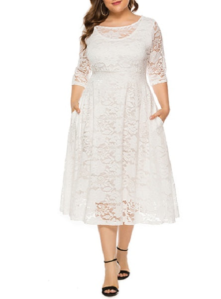 Mid-Length Lace Overlay Dresses