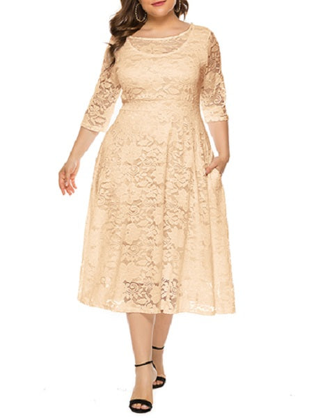 Mid-Length Lace Overlay Dresses