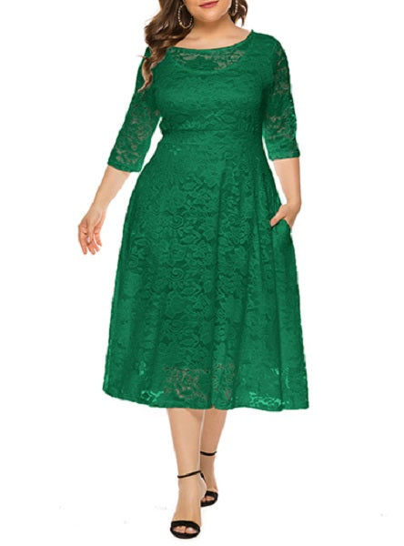 Mid-Length Lace Overlay Dresses