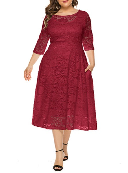Mid-Length Lace Overlay Dresses