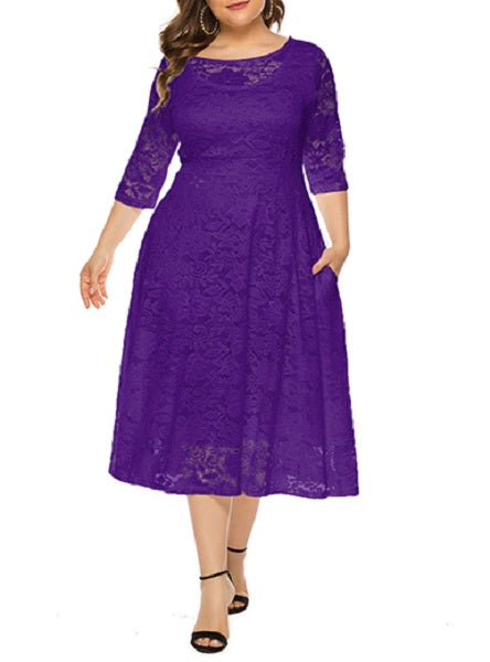 Mid-Length Lace Overlay Dresses