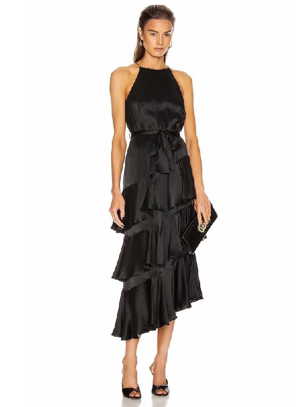 O Neck Sleeveless Lace Midi Dress