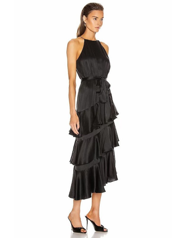 O Neck Sleeveless Lace Midi Dress