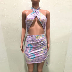 Sleeveless Bandage Draped Street Style Bodycon Mini Dress