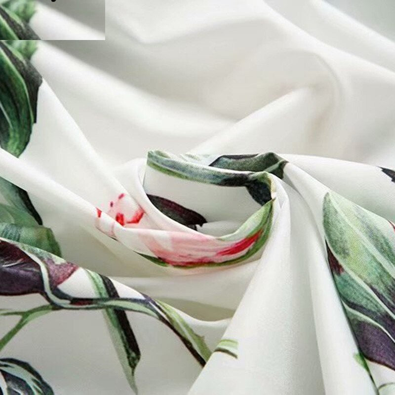 Off Shoulder Elastic Waist Rose Flower Print Bohemian Dress