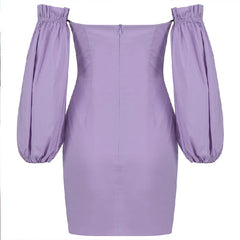 Off Shoulder Long Sleeve Draped Bodycon Dress