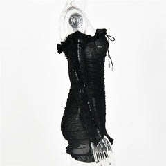 Off-Shoulder Ruffle See Through Skinny Party Bodycon Dresses