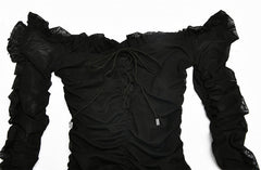 Off-Shoulder Ruffle See Through Skinny Party Bodycon Dresses