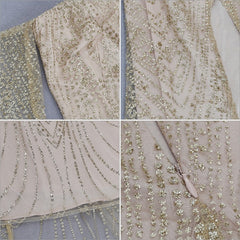Off Shoulder Sequined Elegant Long Sleeve Maxi Club Dress