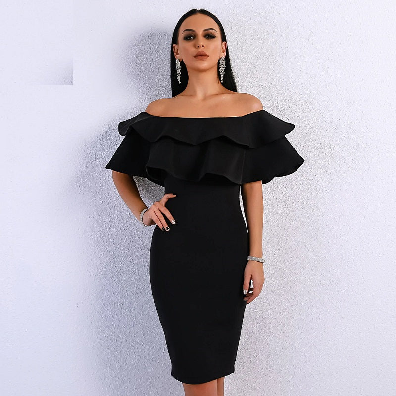 Elegant Off Shoulder Slash Neck Ruffles Backless Mini Dress