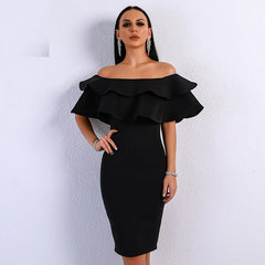 Elegant Off Shoulder Slash Neck Ruffles Backless Mini Dress