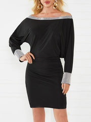 Strapless Solid Color Off-The-Shoulder Bodycon Dress