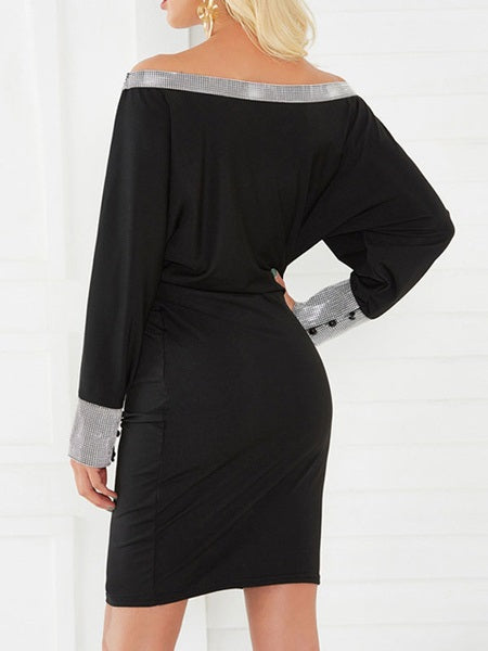 Strapless Solid Color Off-The-Shoulder Bodycon Dress