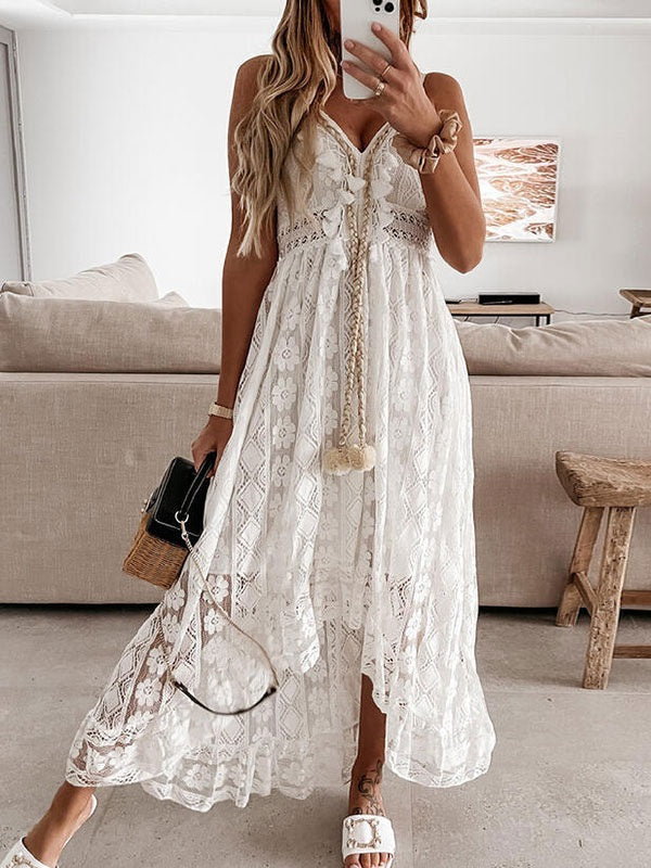 Off-The-Shoulder Sleeveless Lace Dresses