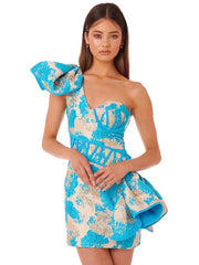 One Shoulder Sleeveless Print Party Dress